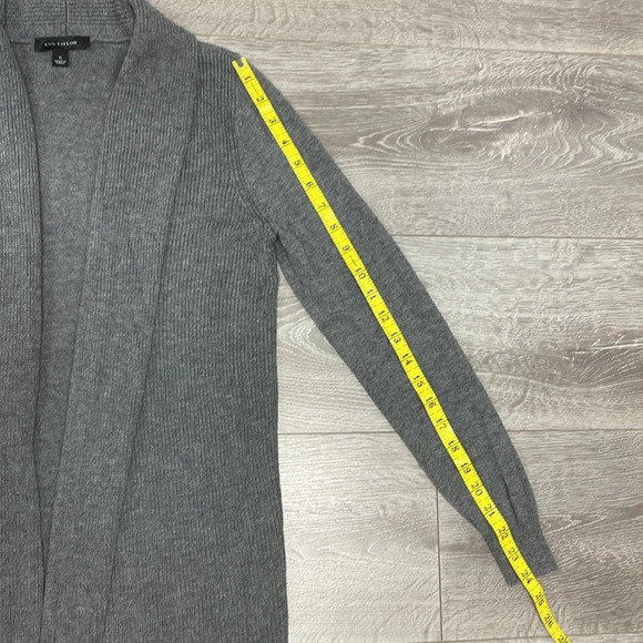 Ann Taylor Wool Blend Cardigan Sweater Gray Long Open Front S - Picture 9 of 16